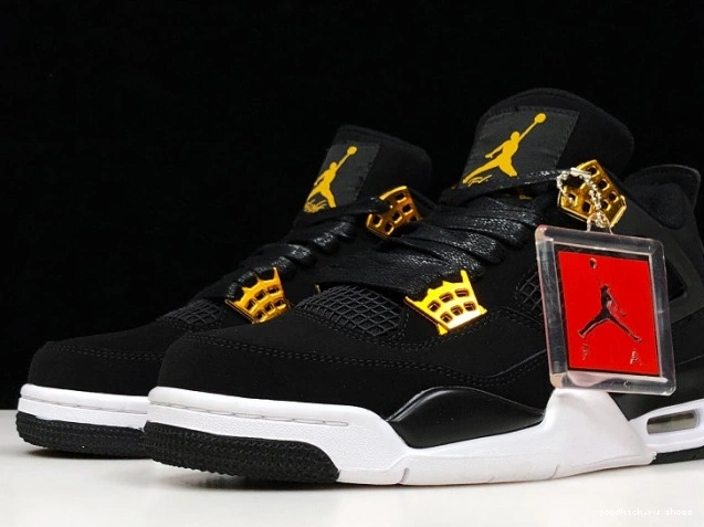 Cheap Black 308497-032 Gold-White Metallic Air Royalty Jordan 4 0710
